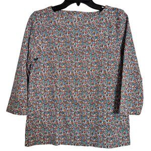 Croft & Barrow Floral Print Size Small 3/4 Sleeve Knit Top EUC Boat Neck